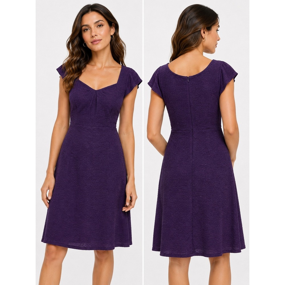 Connected Woman Sheath Dress Women 20W Purple Textured Square Neck Formal Career